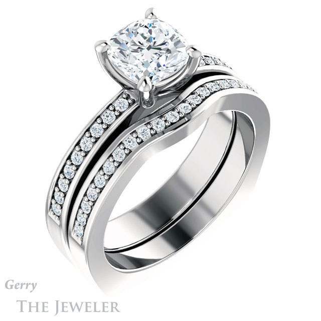 Cushion Cut Forever One Moissanite Engagement Ring #GTJ941-cushion-fo-w