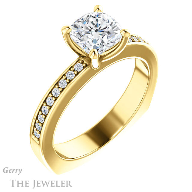 Cushion Cut Forever One Moissanite Engagement Ring #GTJ941-cushion-fo-y 4 Cushion Cut Forever One Moissanite Engagement Ring #GTJ941-cushion-fo-y