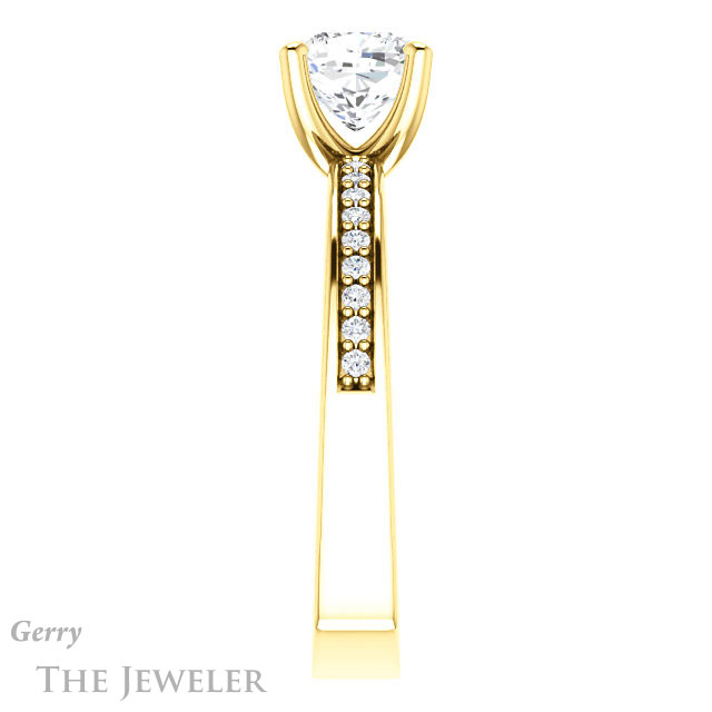 Cushion Cut Forever One Moissanite Engagement Ring #GTJ941-cushion-fo-y 3 Cushion Cut Forever One Moissanite Engagement Ring #GTJ941-cushion-fo-y