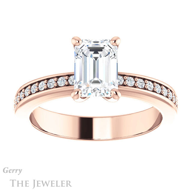 Emerald Cut Forever One Moissanite Engagement Ring #GTJ941-emerald-fb-r 1 Emerald Cut Forever Brilliant Moissanite Engagement Ring #GTJ941-emerald-fb-r