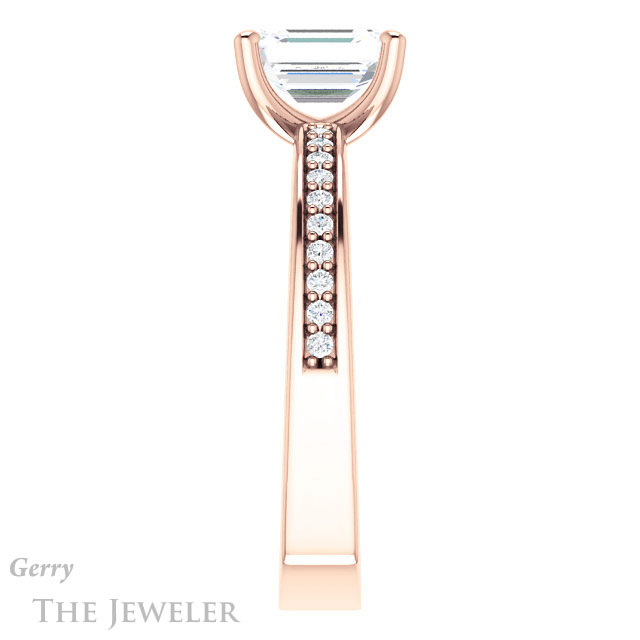 Emerald Cut Forever One Moissanite Engagement Ring #GTJ941-emerald-fb-r 3 Emerald Cut Forever Brilliant Moissanite Engagement Ring #GTJ941-emerald-fb-r
