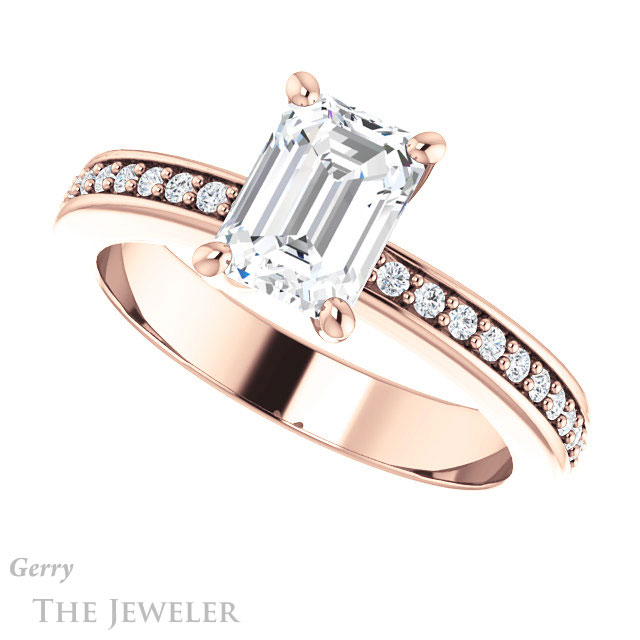 Emerald Cut Forever One Moissanite Engagement Ring #GTJ941-emerald-fb-r 5 Emerald Cut Forever Brilliant Moissanite Engagement Ring #GTJ941-emerald-fb-r