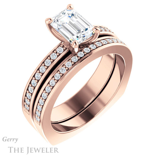 Emerald Cut Forever One Moissanite Engagement Ring #GTJ941-emerald-fb-r 6 Emerald Cut Forever Brilliant Moissanite Engagement Ring #GTJ941-emerald-fb-r