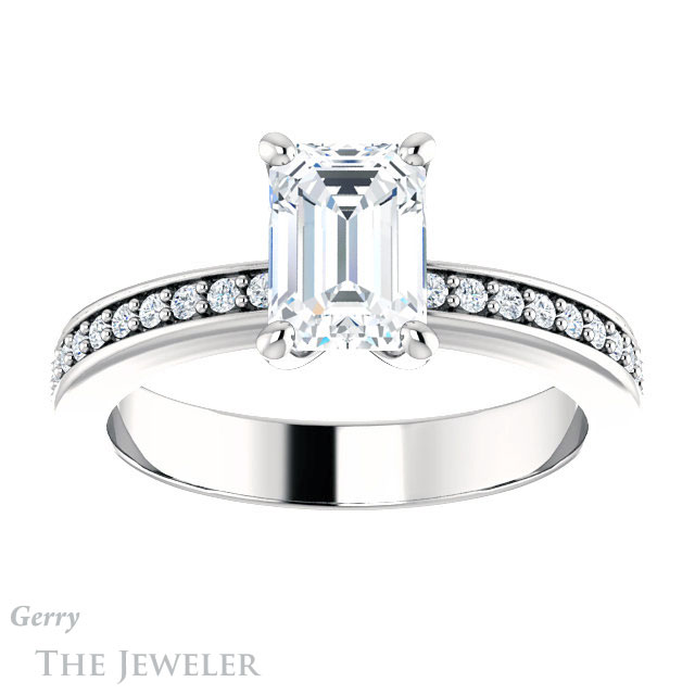 Emerald Cut Forever Brilliant Moissanite Engagement Ring #GTJ941-emerald-fb-w