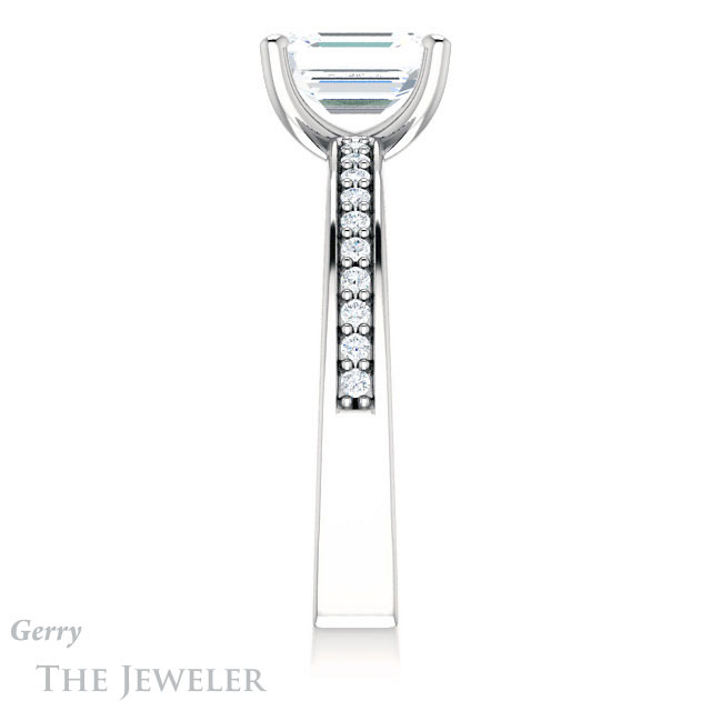 Emerald Cut Forever Brilliant Moissanite Engagement Ring #GTJ941-emerald-fb-w