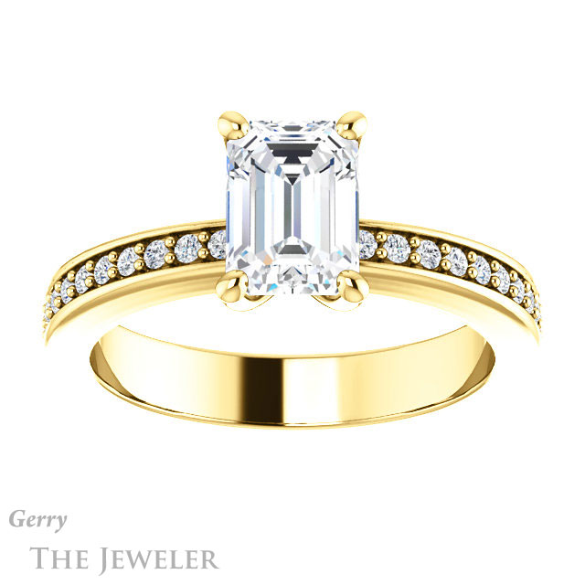Emerald Cut Forever Brilliant Moissanite Engagement Ring #GTJ941-emerald-fb-y
