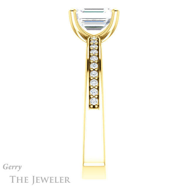 Emerald Cut Forever Brilliant Moissanite Engagement Ring #GTJ941-emerald-fb-y