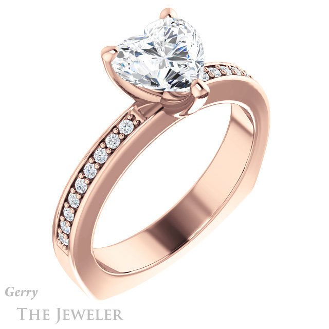Heart Shaped Forever One Moissanite Engagement Ring #GTJ941-heart-fb-r 4 Heart Shaped Forever Brilliant Moissanite Engagement Ring #GTJ941-heart-fb-r