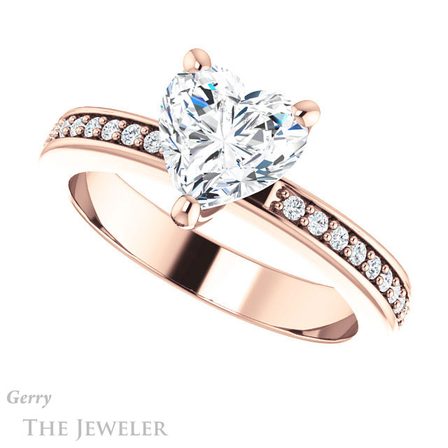Heart Shaped Forever One Moissanite Engagement Ring #GTJ941-heart-fb-r 5 Heart Shaped Forever Brilliant Moissanite Engagement Ring #GTJ941-heart-fb-r
