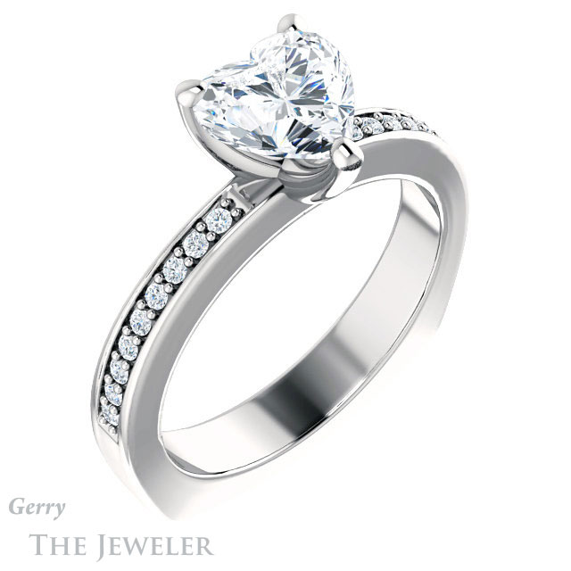 Heart Shaped Forever One Moissanite Engagement Ring #GTJ941-heart-fb-w 4 Heart Shaped Forever Brilliant Moissanite Engagement Ring #GTJ941-heart-fb-w