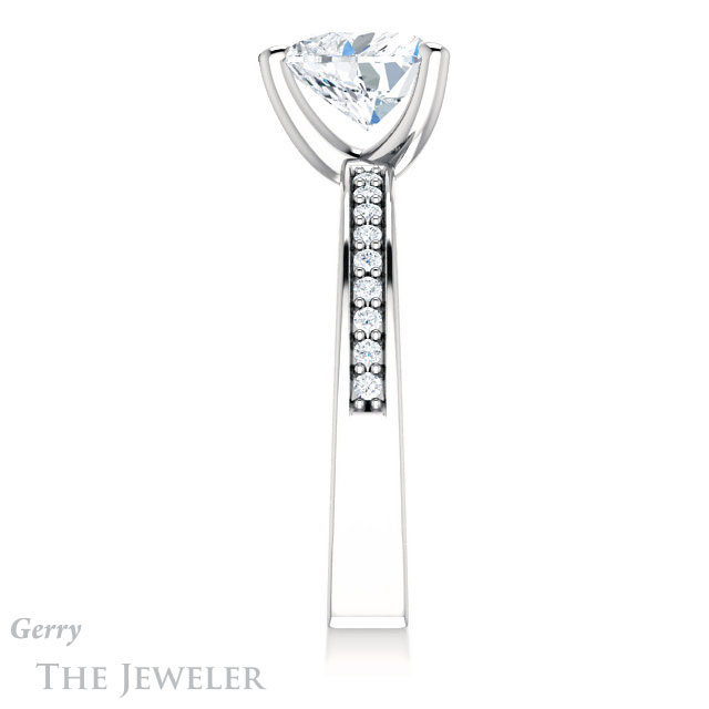 Heart Shaped Forever One Moissanite Engagement Ring #GTJ941-heart-fb-w 3 Heart Shaped Forever Brilliant Moissanite Engagement Ring #GTJ941-heart-fb-w