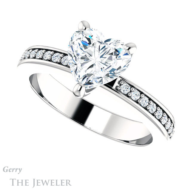 Heart Shaped Forever One Moissanite Engagement Ring #GTJ941-heart-fb-w 5 Heart Shaped Forever Brilliant Moissanite Engagement Ring #GTJ941-heart-fb-w