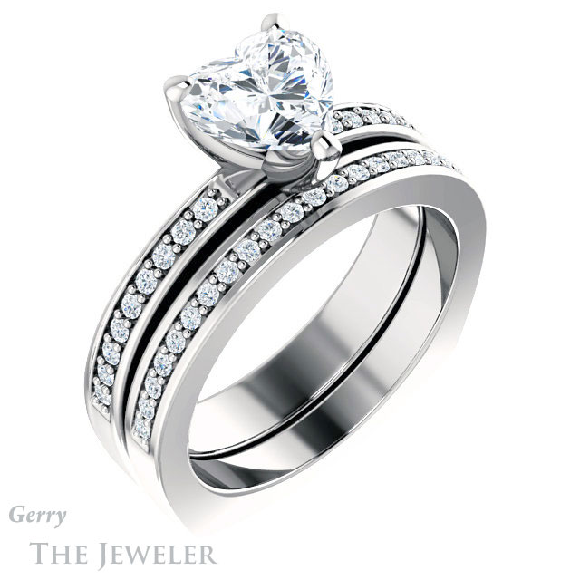 Heart Shaped Forever One Moissanite Engagement Ring #GTJ941-heart-fb-w 6 Heart Shaped Forever Brilliant Moissanite Engagement Ring #GTJ941-heart-fb-w