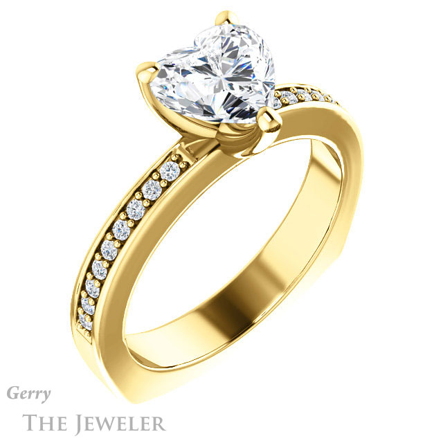 Heart Shaped Forever Brilliant Moissanite Engagement Ring #GTJ941-heart-fb-y