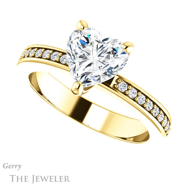 Heart Shaped Forever Brilliant Moissanite Engagement Ring #GTJ941-heart-fb-y