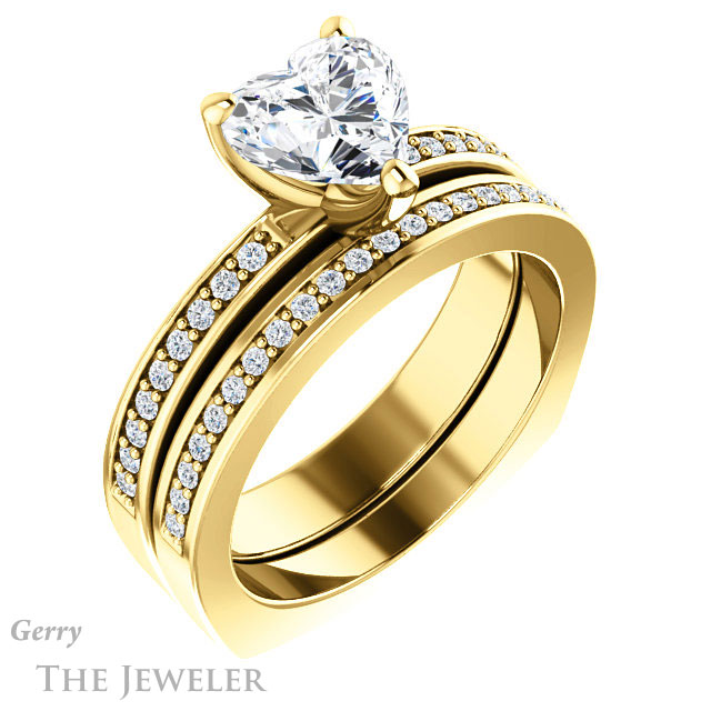 Heart Shaped Forever Brilliant Moissanite Engagement Ring #GTJ941-heart-fb-y