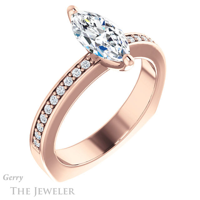 Marquise Cut Forever One Moissanite Engagement Ring #GTJ941-marquise-fb-r 4 Marquise Cut Forever Brilliant Moissanite Engagement Ring #GTJ941-marquise-fb-r