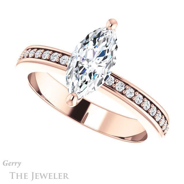 Marquise Cut Forever One Moissanite Engagement Ring #GTJ941-marquise-fb-r 5 Marquise Cut Forever Brilliant Moissanite Engagement Ring #GTJ941-marquise-fb-r
