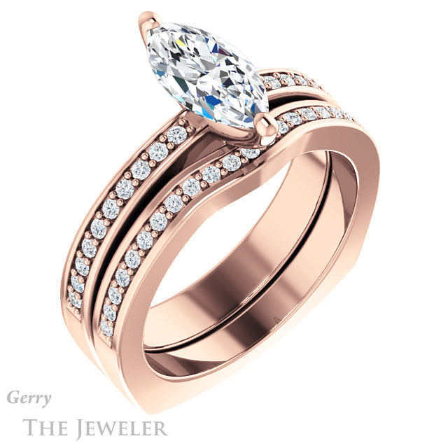 Marquise Cut Forever One Moissanite Engagement Ring #GTJ941-marquise-fb-r 6 Marquise Cut Forever Brilliant Moissanite Engagement Ring #GTJ941-marquise-fb-r