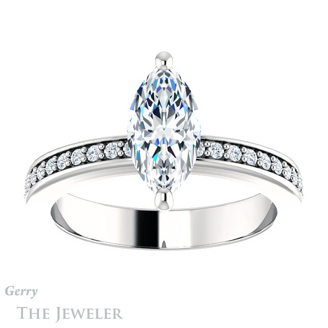 Marquise Cut Forever Brilliant Moissanite Engagement Ring #GTJ941-marquise-fb-w