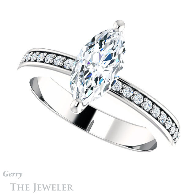 Marquise Cut Forever One Moissanite Engagement Ring #GTJ941-marquise-fb-w 5 Marquise Cut Forever Brilliant Moissanite Engagement Ring #GTJ941-marquise-fb-w