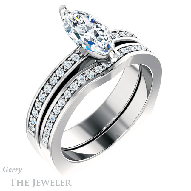 Marquise Cut Forever One Moissanite Engagement Ring #GTJ941-marquise-fb-w 6 Marquise Cut Forever Brilliant Moissanite Engagement Ring #GTJ941-marquise-fb-w