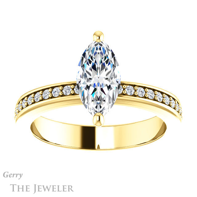 Marquise Cut Forever Brilliant Moissanite Engagement Ring #GTJ941-marquise-fb-y