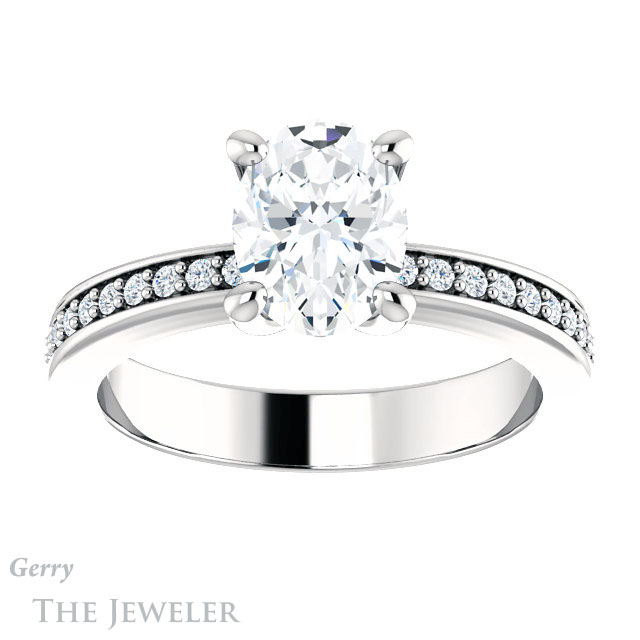 Oval Shaped Forever One Moissanite Engagement Ring #GTJ941-oval-fo-w