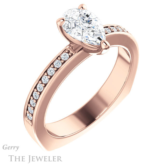 Pear Shaped Forever Brilliant Moissanite Engagement Ring #GTJ941-pear-fb-r