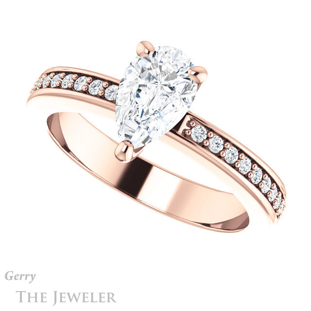 Pear Shaped Forever Brilliant Moissanite Engagement Ring #GTJ941-pear-fb-r