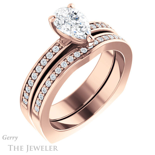 Pear Shaped Forever Brilliant Moissanite Engagement Ring #GTJ941-pear-fb-r