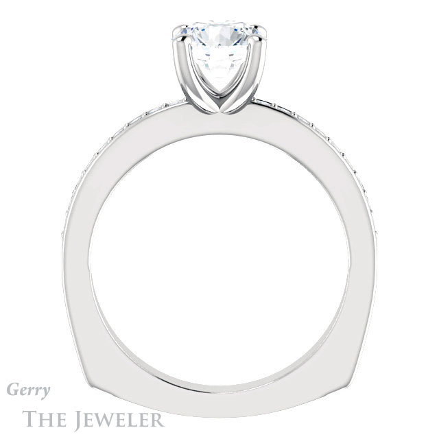 Round Cut Forever One Moissanite Engagement Ring #GTJ941-round-fo-w
