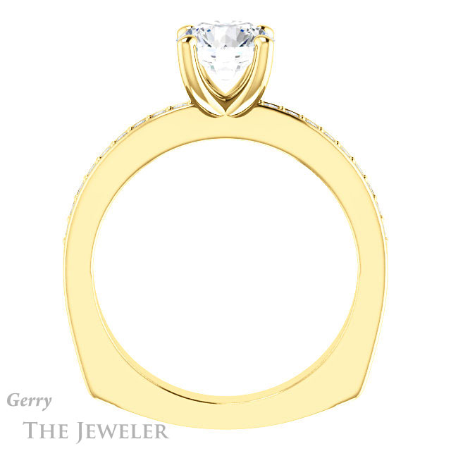 Round Cut Forever One Moissanite Engagement Ring #GTJ941-round-fo-y