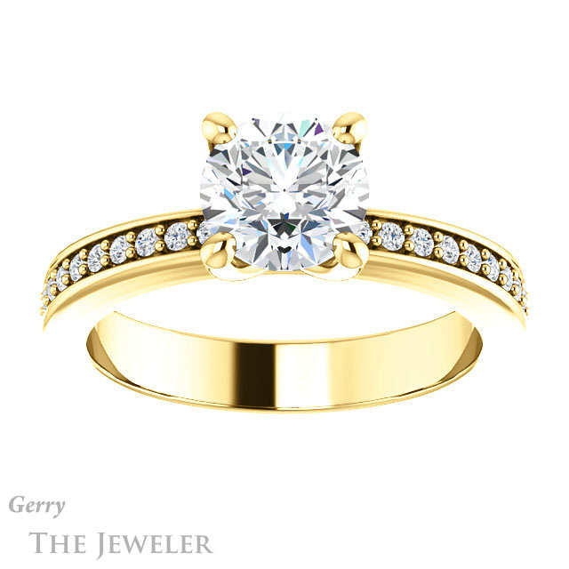 Round Cut Forever One Moissanite Engagement Ring #GTJ941-round-fo-y