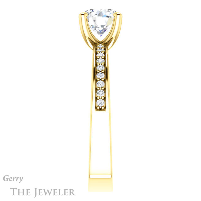 Round Cut Forever One Moissanite Engagement Ring #GTJ941-round-fo-y