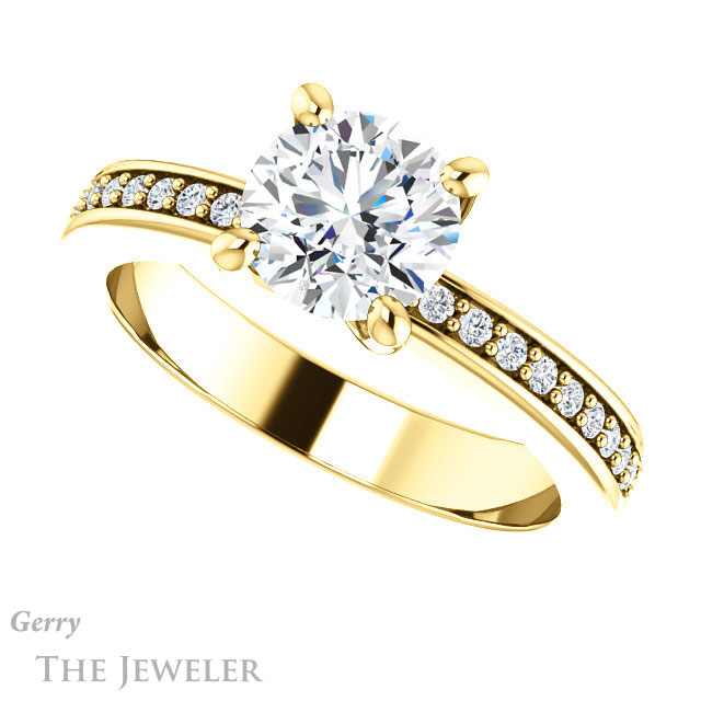 Round Cut Forever One Moissanite Engagement Ring #GTJ941-round-fo-y