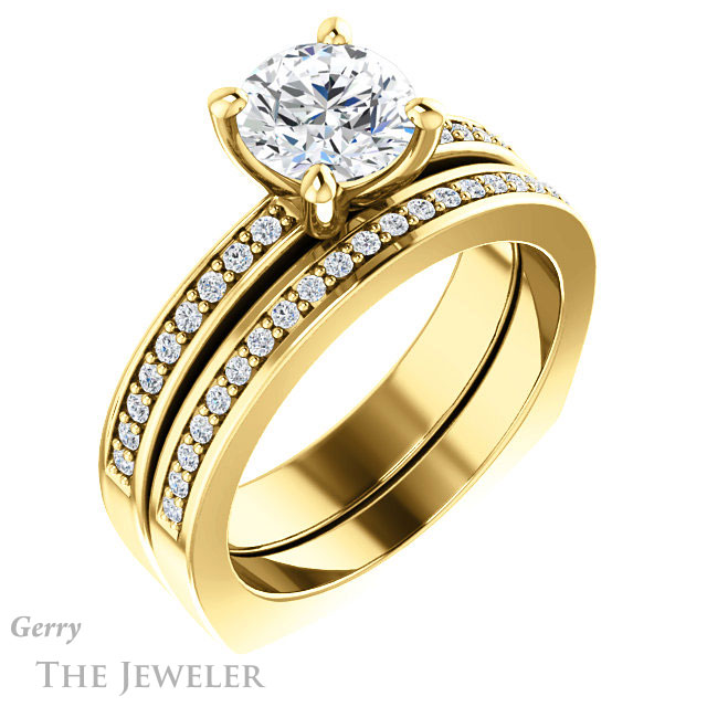 Round Cut Forever One Moissanite Engagement Ring #GTJ941-round-fo-y