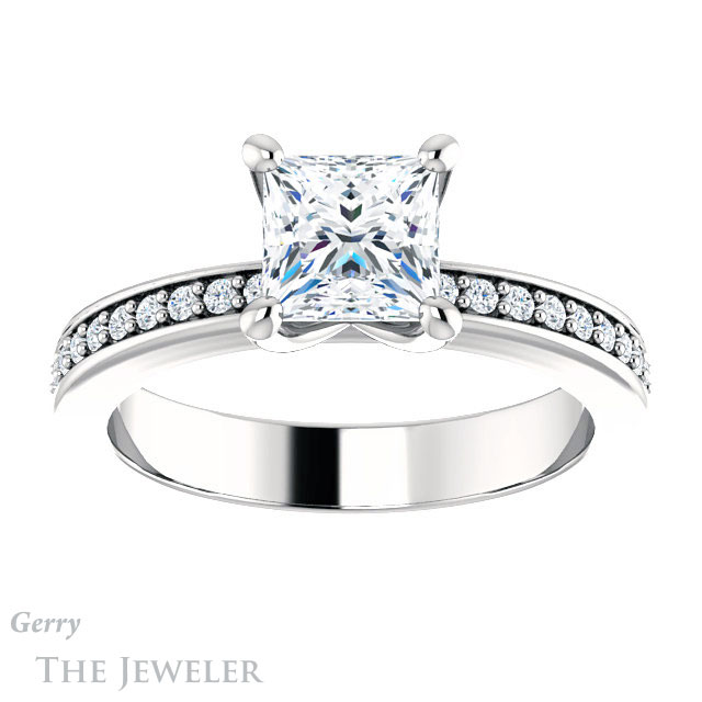 Princess Cut Forever One Moissanite Engagement Ring #GTJ941-square-fo-w