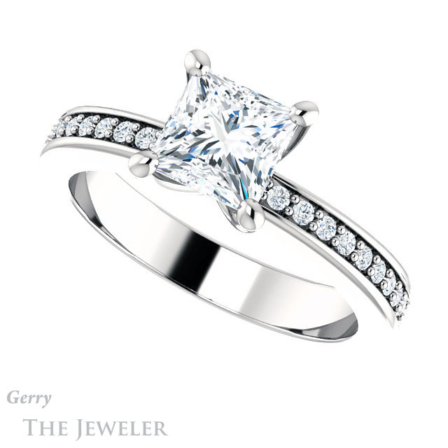 Princess Cut Forever One Moissanite Engagement Ring #GTJ941-square-fo-w