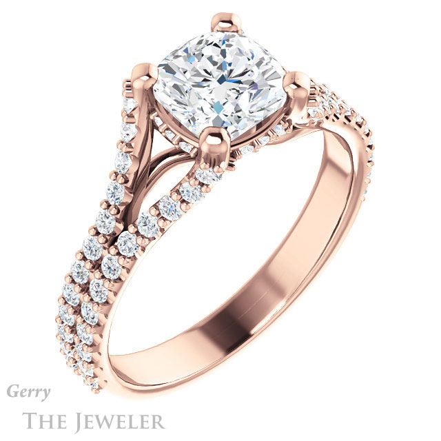 Cushion Cut Forever One Moissanite Engagement Ring #GTJ942-cushion-fo-r