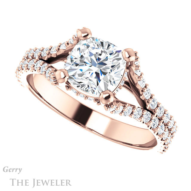 Cushion Cut Forever One Moissanite Engagement Ring #GTJ942-cushion-fo-r