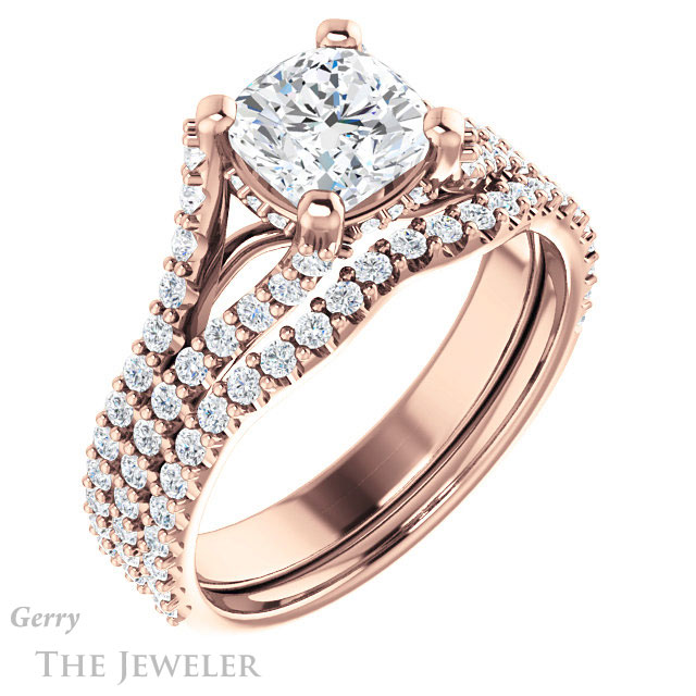 Cushion Cut Forever One Moissanite Engagement Ring #GTJ942-cushion-fo-r