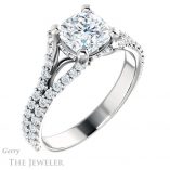 Cushion Cut Forever One Moissanite Engagement Ring #GTJ942-cushion-fo-w 4 Cushion Cut Forever One Moissanite Engagement Ring #GTJ942-cushion-fo-w