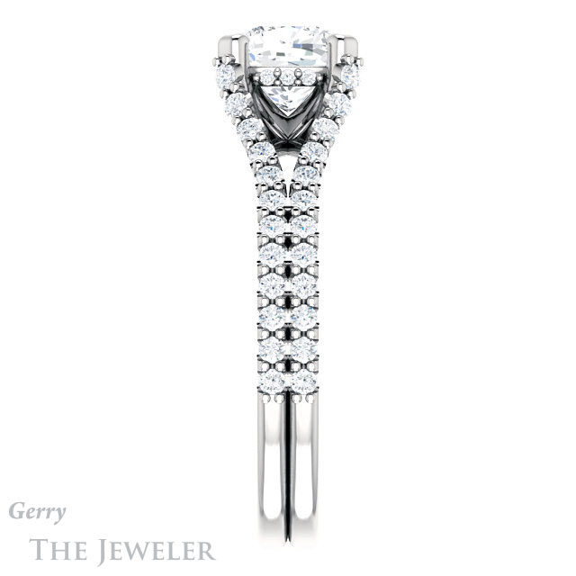 Cushion Cut Forever One Moissanite Engagement Ring #GTJ942-cushion-fo-w 3 Cushion Cut Forever One Moissanite Engagement Ring #GTJ942-cushion-fo-w