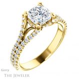 Cushion Cut Forever One Moissanite Engagement Ring #GTJ942-cushion-fo-y 4 Cushion Cut Forever One Moissanite Engagement Ring #GTJ942-cushion-fo-y