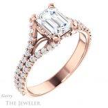 Emerald Cut Forever Brilliant Moissanite Engagement Ring #GTJ942-emerald-fb-r