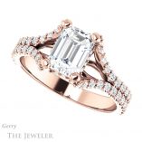 Emerald Cut Forever Brilliant Moissanite Engagement Ring #GTJ942-emerald-fb-r
