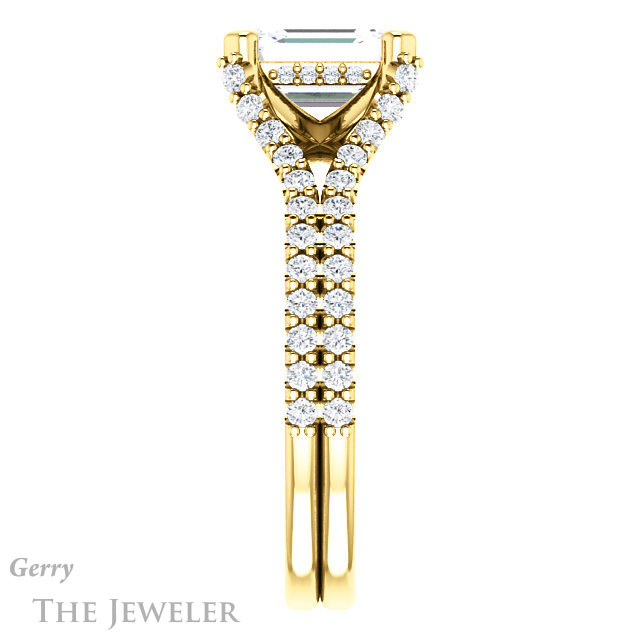Emerald Cut Forever Brilliant Moissanite Engagement Ring #GTJ942-emerald-fb-y