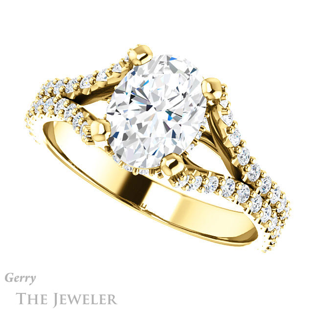 Oval Shaped Forever One Moissanite Engagement Ring #GTJ942-oval-fo-y 5 Oval Shaped Forever One Moissanite Engagement Ring #GTJ942-oval-fo-y