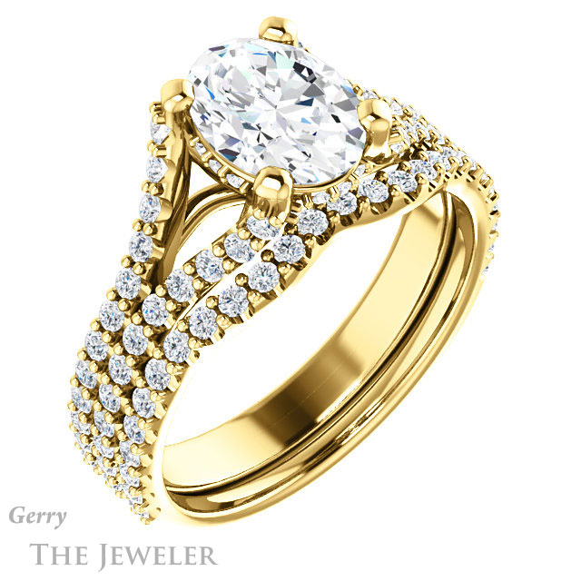 Oval Shaped Forever One Moissanite Engagement Ring #GTJ942-oval-fo-y 6 Oval Shaped Forever One Moissanite Engagement Ring #GTJ942-oval-fo-y